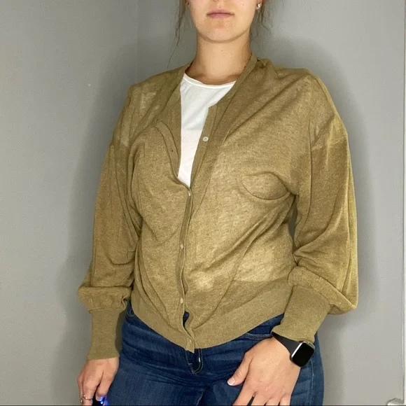 Zara Linen Blend Button Down Lightweight Cardigan Size Small - Picture 9 of 15